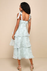 Glamorous Sweetie Sage Burnout Tie-Strap Bustier Midi Dress