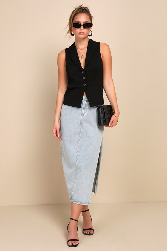 Heightened Vibes Black Sleeveless Vest Top