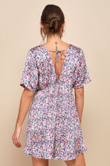 Express Yourself Blush Pink Floral Print Satin Babydoll Dress