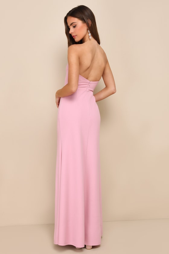 Night of Compliments Rose Pink Strapless Bustier Maxi Dress