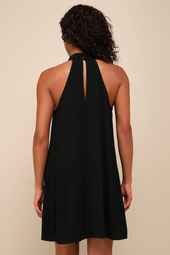 Love of Mine Black Halter Swing Dress