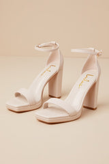 Signie Sand Square-Toe Platform Ankle Strap Heels