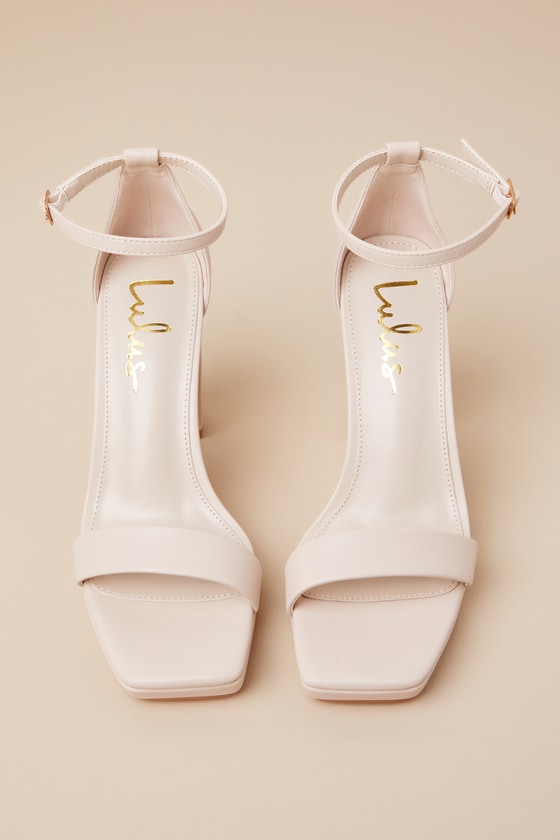 Signie Sand Square-Toe Platform Ankle Strap Heels