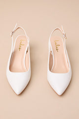 Bastienne White Pointed-Toe Slingback Pumps