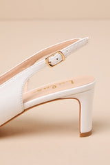 Bastienne White Pointed-Toe Slingback Pumps