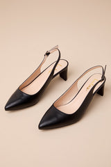 Bastienne Black Pointed-Toe Slingback Pumps