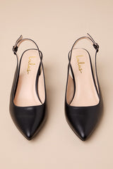 Bastienne Black Pointed-Toe Slingback Pumps