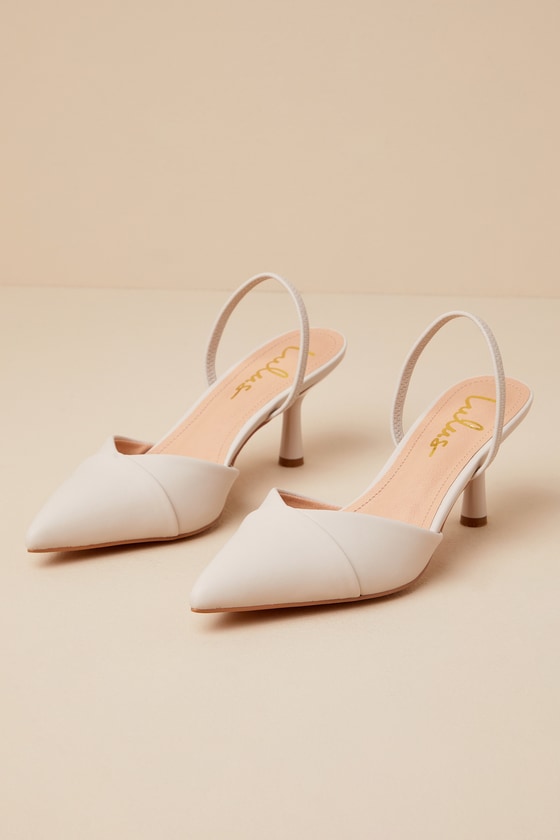 Verenna Ivory Pointed-Toe Slingback Pumps