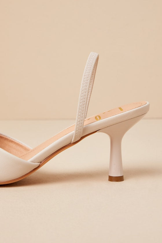 Verenna Ivory Pointed-Toe Slingback Pumps