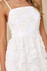 Delightful Charisma White Embroidered Sequin Mesh Midi Dress