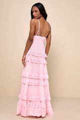 Lavish Perfection Light Pink Ruffled Tiered Maxi Dress