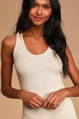 Relaxed but Not Least Beige Ribbed Sleeveless Maxi Dress