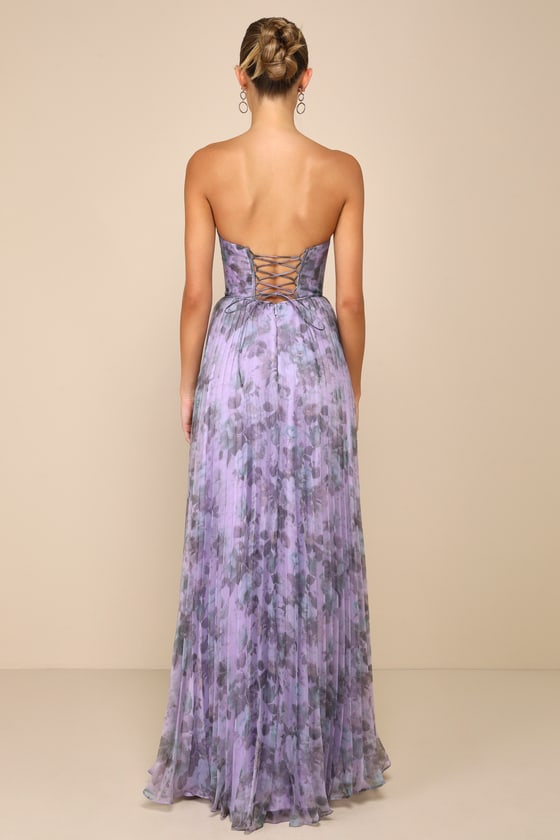 Most Beautiful Day Purple Multi Floral Print Organza Maxi Dress