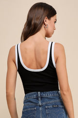 Perfect Cuteness Black and White Color Block Sleeveless Bodysuit