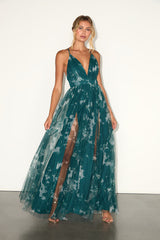 Elegant Moment Emerald Green Tie-Dye Backless Maxi Dress