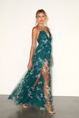 Elegant Moment Emerald Green Tie-Dye Backless Maxi Dress