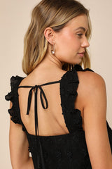 Cutest Weekend Black 3D Floral Embroidered Tie-Back Tank Top