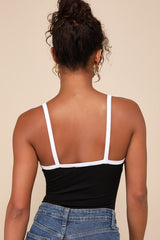Trendy Inclination Black and White Sleeveless Cami Bodysuit