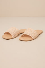 Esty Light Nude Woven Slide Sandals