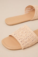 Esty Light Nude Woven Slide Sandals