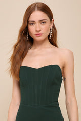 Passionate Admiration Emerald Strapless Bustier Maxi Dress