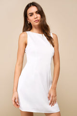 Elevated Appearance Ivory Satin Open Back Mini Dress