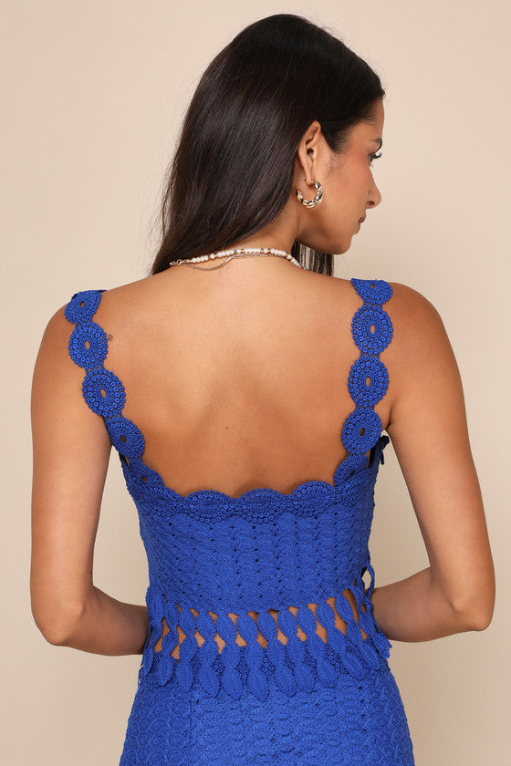 Getaway Icon Royal Blue Sleeveless Fringe Top