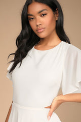 Blissful Love Ivory Cutout Mini Skater Dress