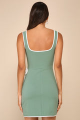 Adorable Decision Sage Green Sleeveless Faux-Wrap Mini Dress