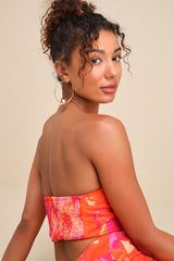 Bold Tendencies Fuchsia Floral Strapless Cutout Midi Dress