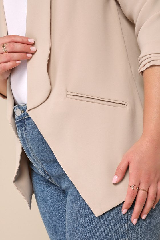 Miss Punctuality Taupe Lightweight Blazer