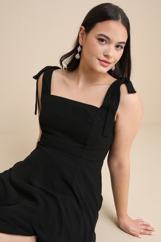 Love Me Forever Black Square Neck Maxi Dress