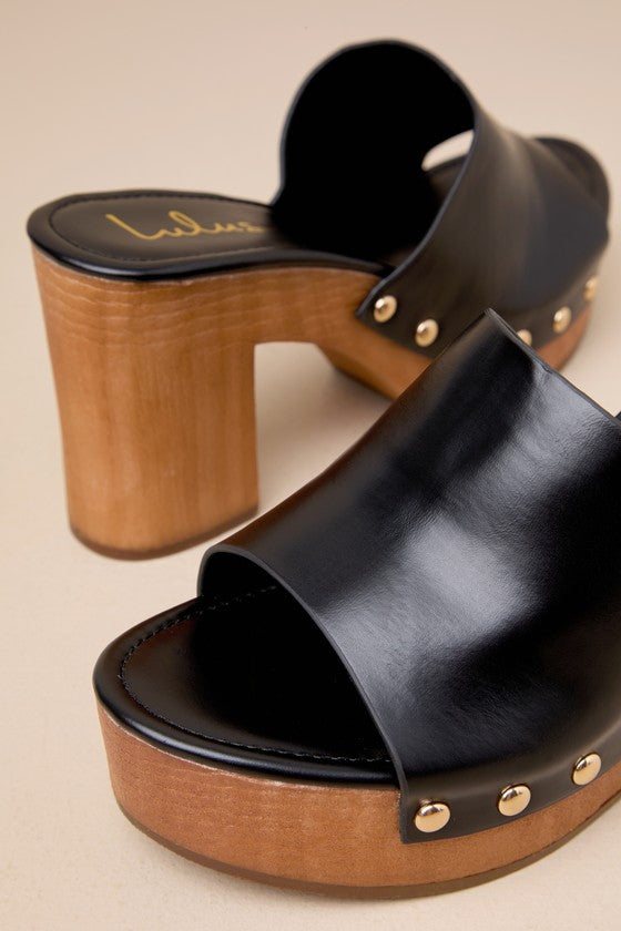 Jaylani Black Platform Mule Sandals