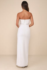 Classy Consideration White Strapless Maxi Dress