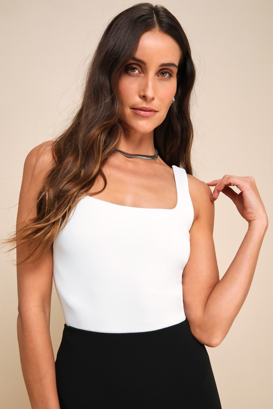 Modern Woman White Backless Sleeveless Bodysuit