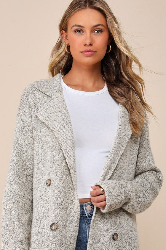 Cuddle Club Beige Marled Long Sleeve Coatigan