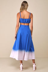 Compelling Aesthetic Blue Ombre Two-Piece Sleeveless Midi Dress