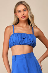 Compelling Aesthetic Blue Ombre Two-Piece Sleeveless Midi Dress