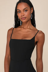Simply Remarkable Black Sleeveless Bustier Mermaid Maxi Dress