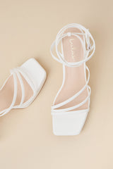 Antonnia White Strappy High Heel Ankle Wrap Sandals