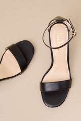 Arylee Black Ankle Strap Heels