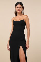 Sensational Beauty Black Strapless Maxi Dress