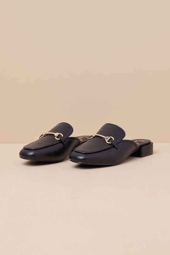Ranae Black Slide-On Loafers