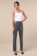 Polished Aura Dark Grey Cutout High-Rise Trousers