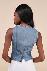 Coveted Appeal Medium Wash Denim Vest