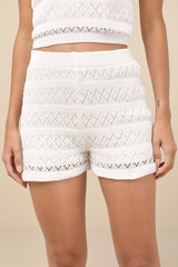 Carefree Weekend Ivory Pointelle Knit Two-Piece Lounge Set