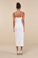 Always Turning Heads White Bustier Tulip Midi Dress