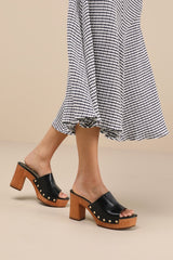 Jaylani Black Platform Mule Sandals