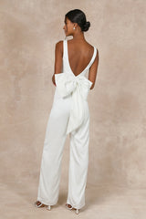 Angelic Aesthetic Ivory Satin Bow Back Sleeveless Jumpsuit