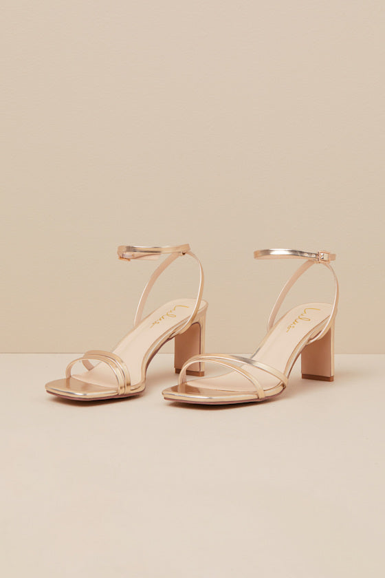 Loxley Gold Ankle Strap High Heel Sandals